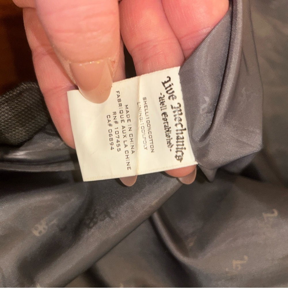 Live Mechanics Canvas Checked Plaid Gray Streetwear Moto Grunge Stud Coat 2XL - Picture 16 of 16
